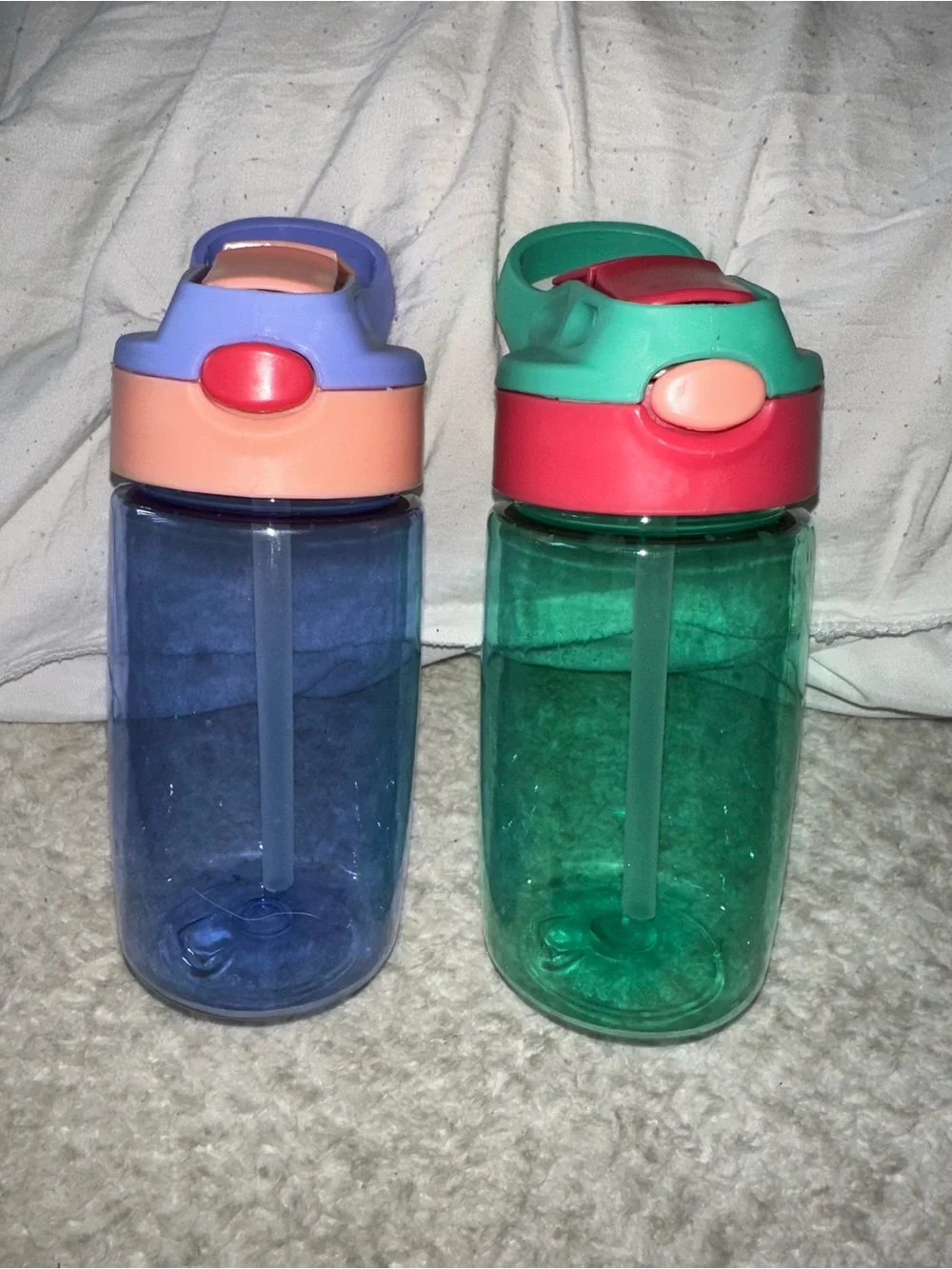 Kids Dual-Color Straw Bottle — Blue & Green